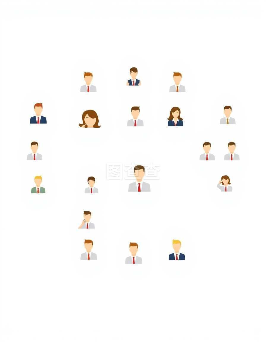 高管員工管理 企業團隊平面圖標集與隔離矢量插圖在企業管理中的創新應用